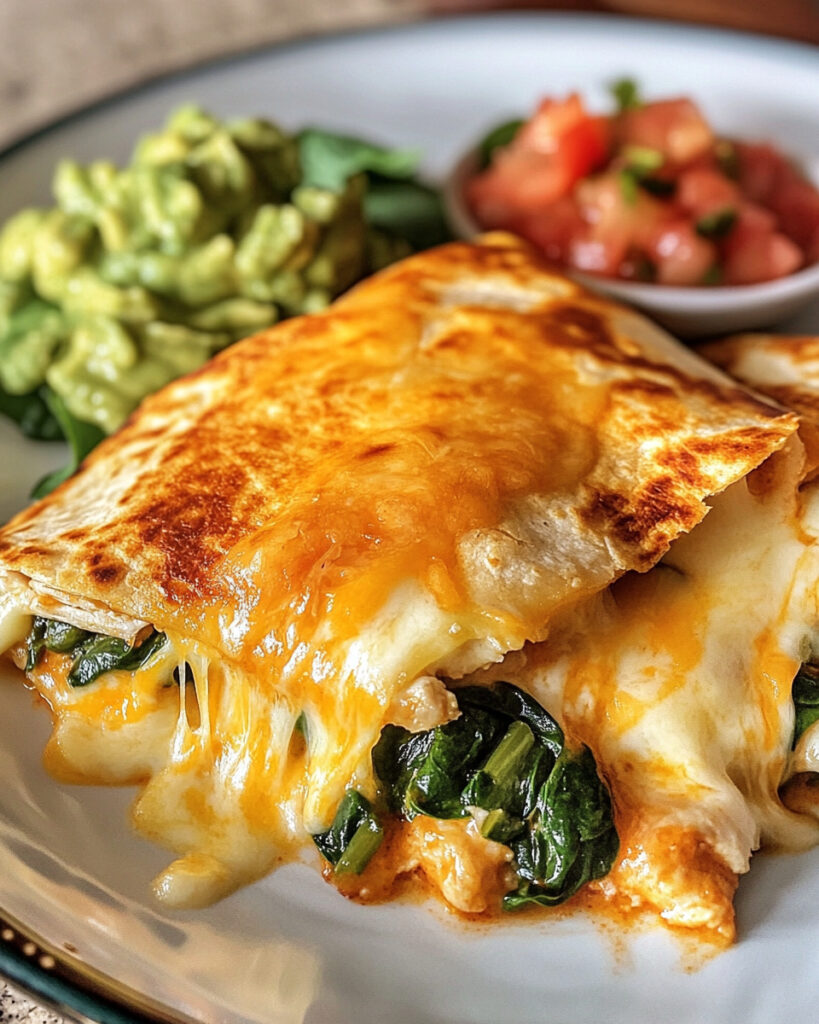 Quesadilla di Pollo e Spinaci con Formaggio