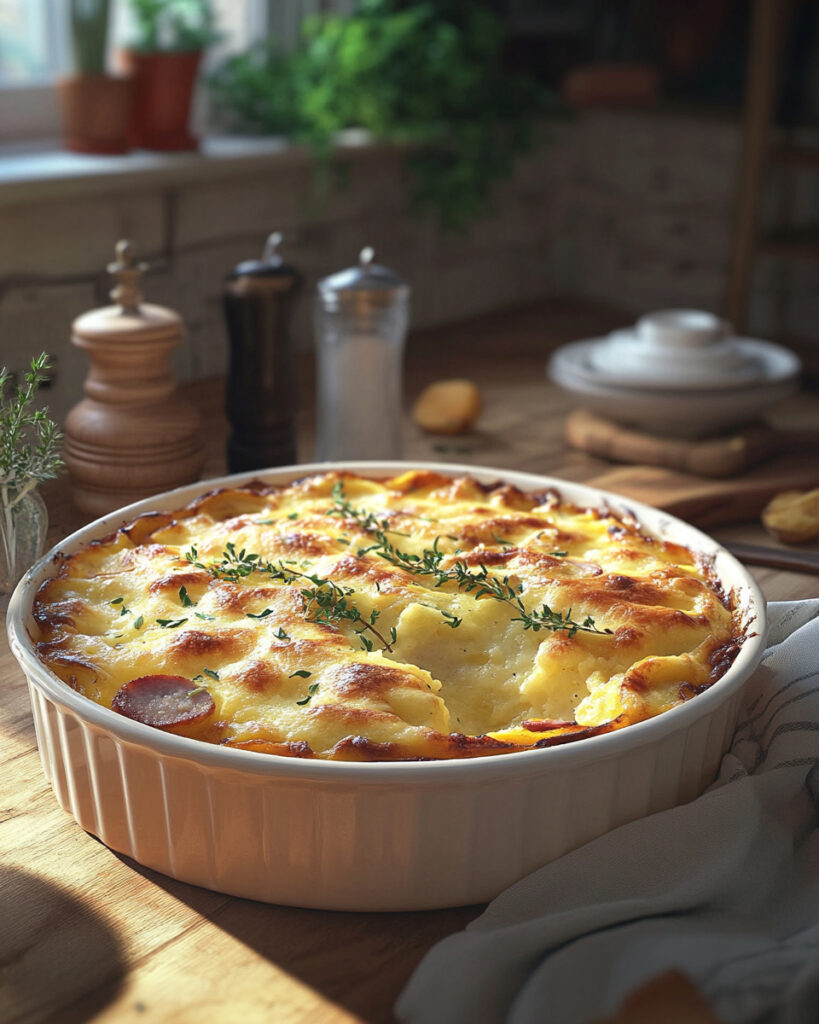 Sformato di patate e prosciutto al formaggio per colazione
