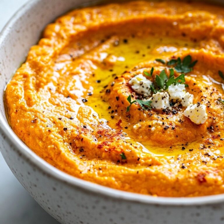 Bright Carrot & Roasted Red Pepper Feta Dip