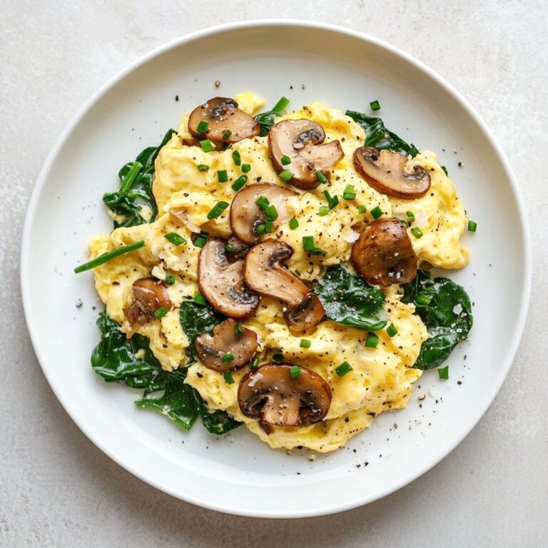 Hearty Mushroom Spinach Scrambled Eggs