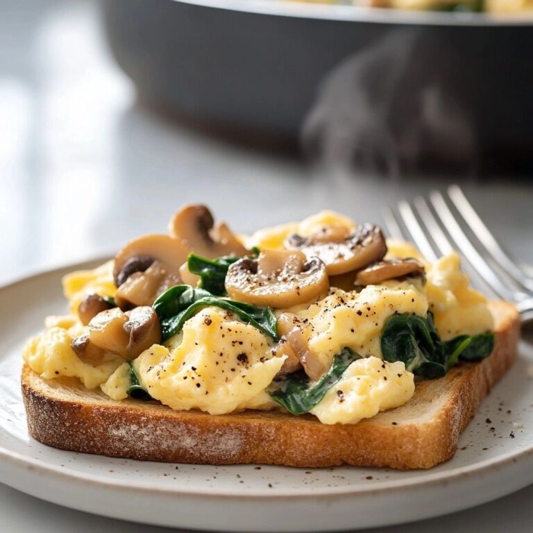 Quick Mushroom Spinach Scrambled Eggs Recipe